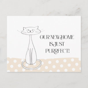 Cartão Postal Gato Bonito Que Mudamos Novo Endereço