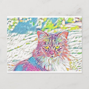 Cartão Postal Gato Bonito simples - aniversário ou qualquer outr