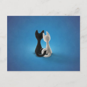 Cartão Postal Gato Branco de Gato Preto (Cor 1)