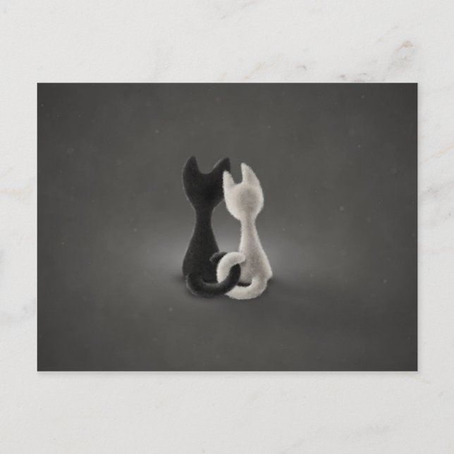 Cartão Postal Gato Branco de Gato Preto (Cor 2) (Frente)