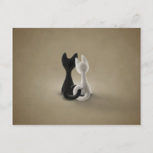 Cartão Postal Gato Branco de Gato Preto (Cor 3)