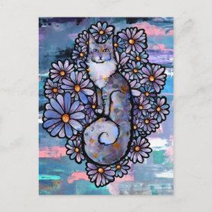 Cartão Postal Gato Calico Diluto Maine Coon Roxo