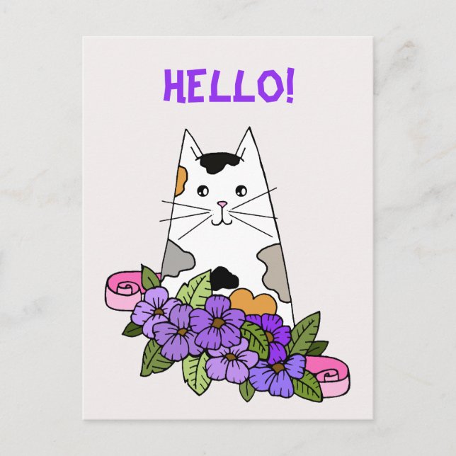Cartão Postal Gato Calico Fofo  (Frente)