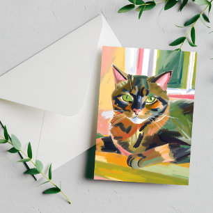 Cartão Postal Gato Casca de Tartaruga   Pintura de Gato Bonita