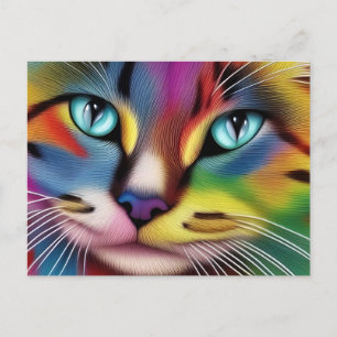 Cartão Postal Gato Colorido