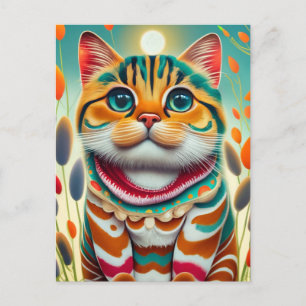 Cartão Postal Gato Colorido
