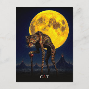 Cartão Postal Gato com bengala gótico Surreal