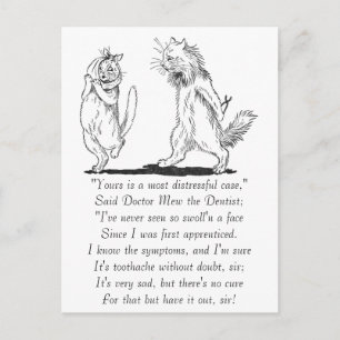 Cartão Postal Gato com Dentista de Dores de Dente