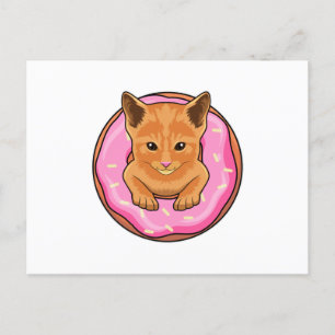 Cartão Postal Gato com Donut