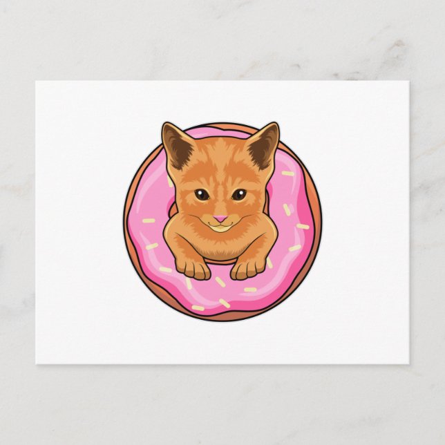 Cartão Postal Gato com Donut (Frente)