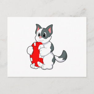 Cartão Postal Gato com ficha de pôquer