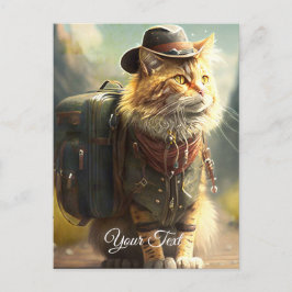 Cartão Postal Gato com mochila.