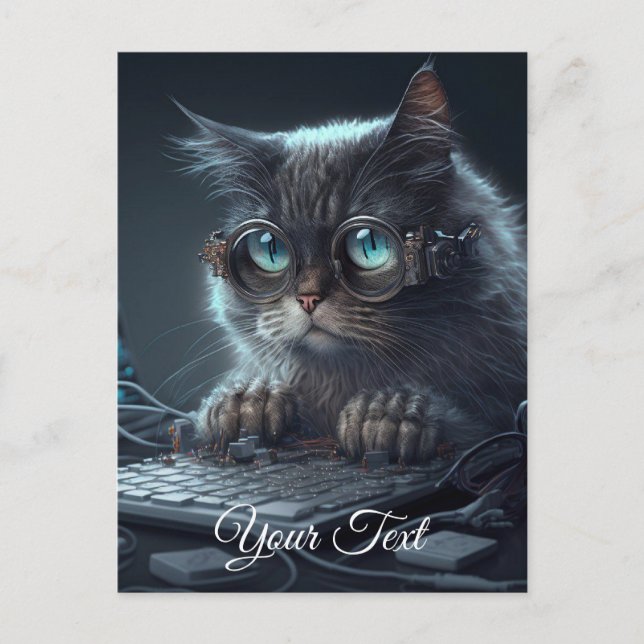 Cartão Postal Gato com óculos. (Frente)