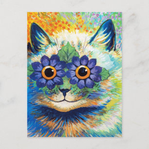 Cartão Postal Gato com Olhos de Flor Louis Wain