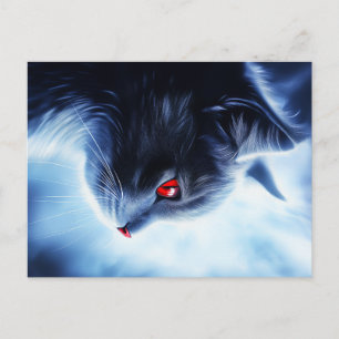 Cartão Postal Gato com Olhos Vermelhos