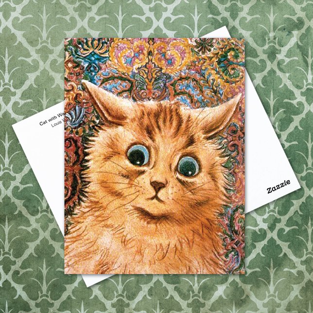 Cartão Postal Gato com Papel de Fundo Louis Wain (Criador carregado)