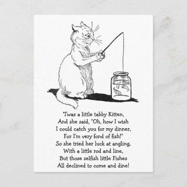 Cartão Postal Gato com Rod de Pesca (Frente)
