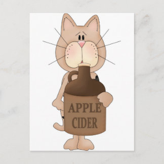 Cartão Postal Gato com sidra de maçã