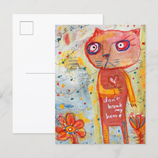 Cartão Postal Gato com um Coração Tender