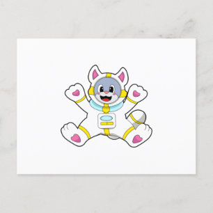 Cartão Postal Gato como Astronauta Disfarçado