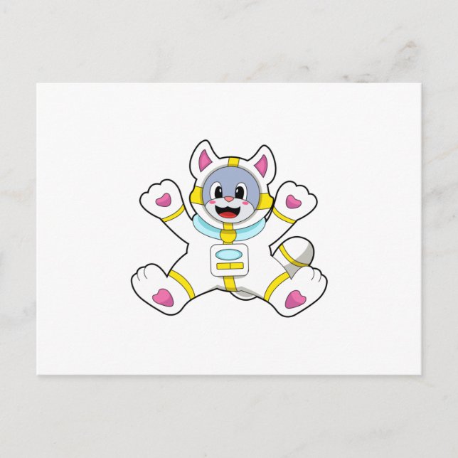 Cartão Postal Gato como Astronauta Disfarçado (Frente)