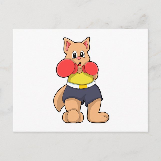 Cartão Postal Gato como Boxeador no Boxe (Frente)