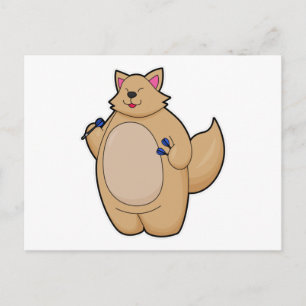 Cartão Postal Gato como Dart player com Dardos