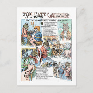 Cartão Postal Gato como garçom, Louis Wain