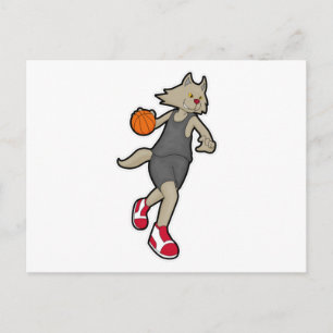 Cartão Postal Gato como jogador de basquete com bola de basquete