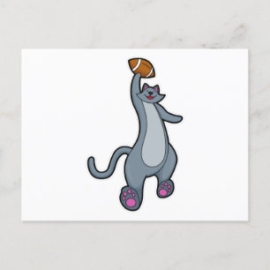 Cartão Postal Gato como jogador de futebol com bola de futebol