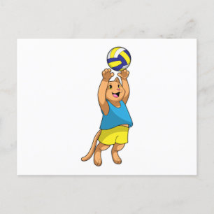 Cartão Postal Gato como jogador de voleibol com voleibol