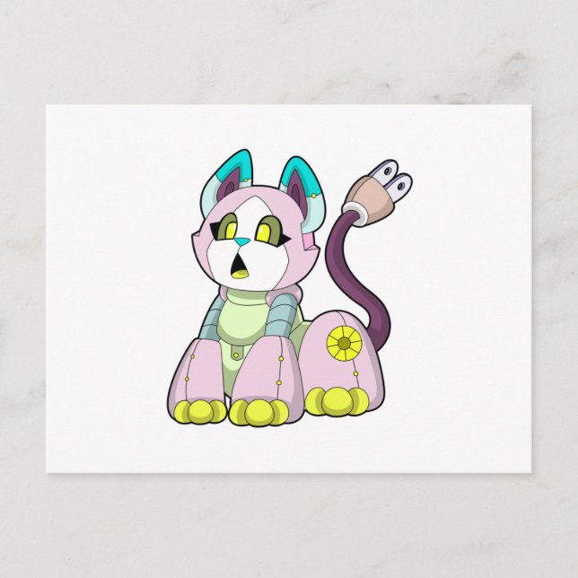 Cartão Postal Gato como Robô (Frente)