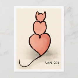 Cartão Postal Gato 'Coração'