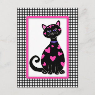 Cartão Postal Gato Corações Caprichosos