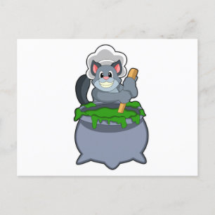 Cartão Postal Gato Cozinheiro com Poção Mágica