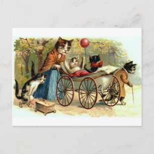 Cartão Postal Gato da mãe do vintage