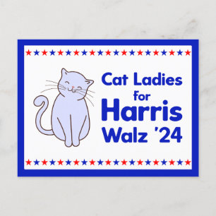 Cartão Postal Gato Damas para a Eleição de Harris Walz 2024