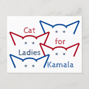 Cartão Postal Gato Damas para Kamala Harris Oculta Arte ASCII