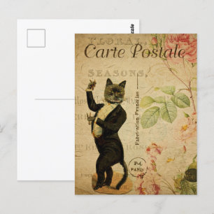 Cartão Postal Gato Dançante em Tuxedo