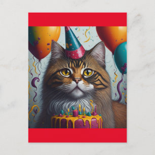 Cartão Postal gato de aniversário