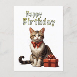 Cartão Postal gato de aniversário feliz