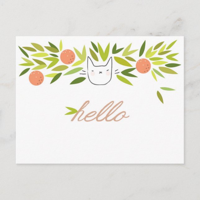 Cartão Postal Gato de Árvore Laranja (Frente)