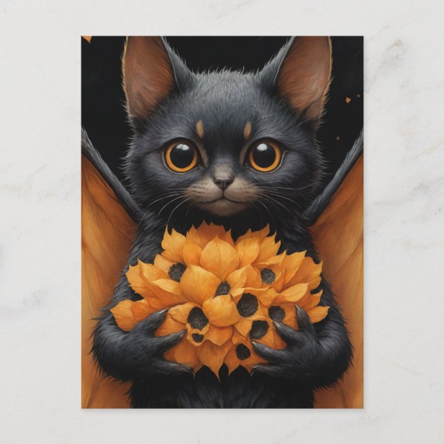 Cartão Postal Gato de Bat Adorável (Frente)