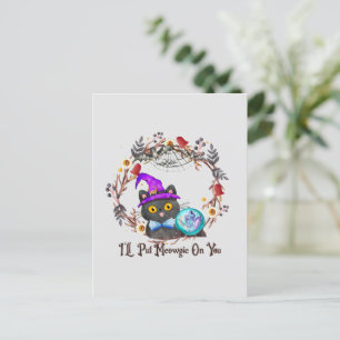 Cartão Postal Gato de Bruxa Bonita e Punny