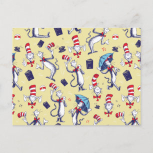 Cartão Postal Gato De Chapéu   Padrão Amarelo