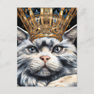 Cartão Postal Gato de cinza na Coroa