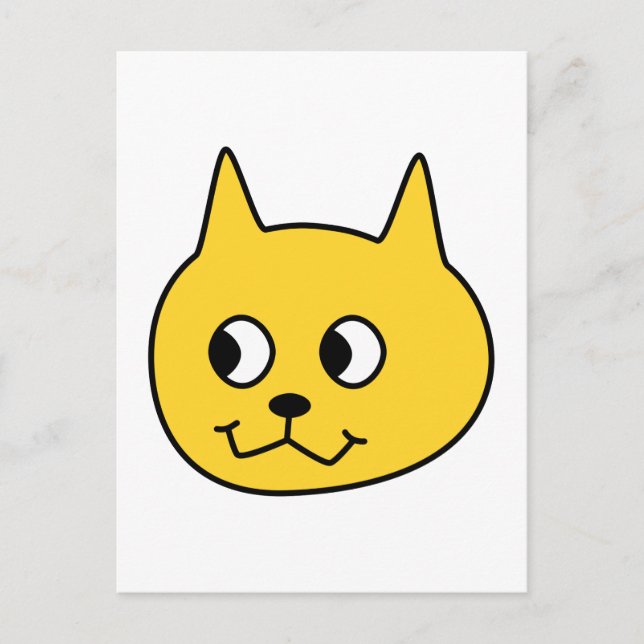 Cartão Postal Gato de desenho amarelo. (Frente)