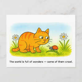 Cartão Postal Gato de Desenho Animado Fofo Observando uma Joanin