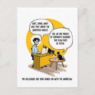 Cartão Postal Gato de Escritório Engraçado Presente para Colegas