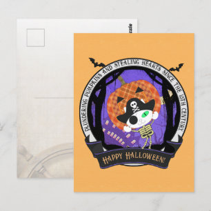 Cartão Postal Gato de esqueleto pirata